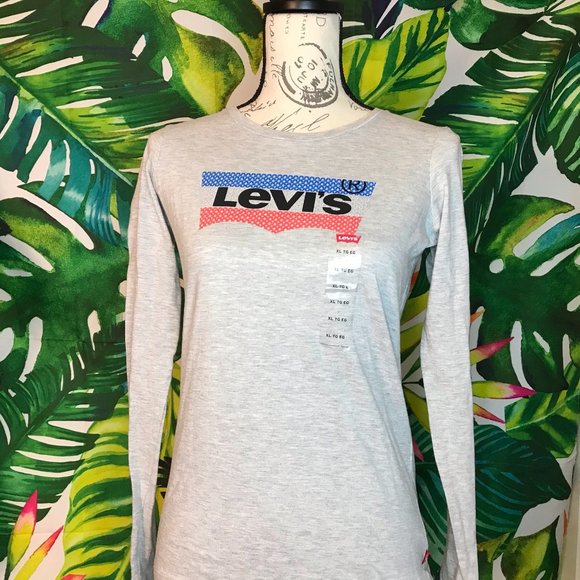 Levi's Other - 2/$20 Levi’s Girls  Logo Long Sleeve Grey Red Blue T Shirt